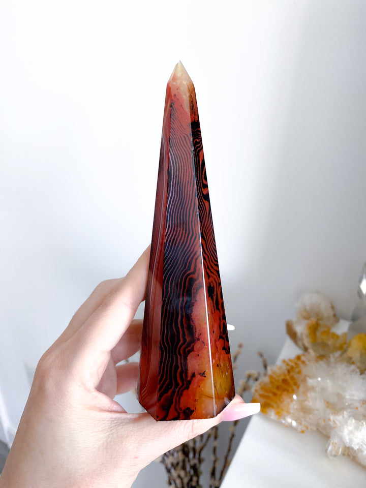 Large Sardonyx Tower 6" - Chipped Tip