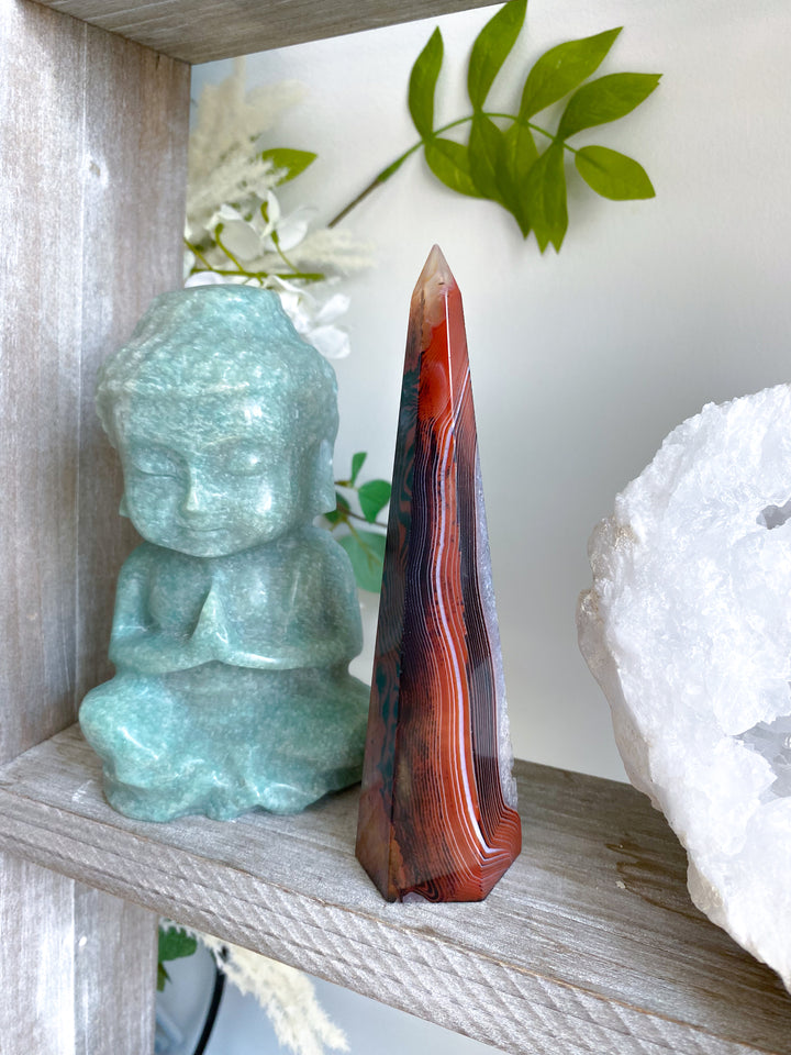 Large Sardonyx Tower 6" - Chipped Tip