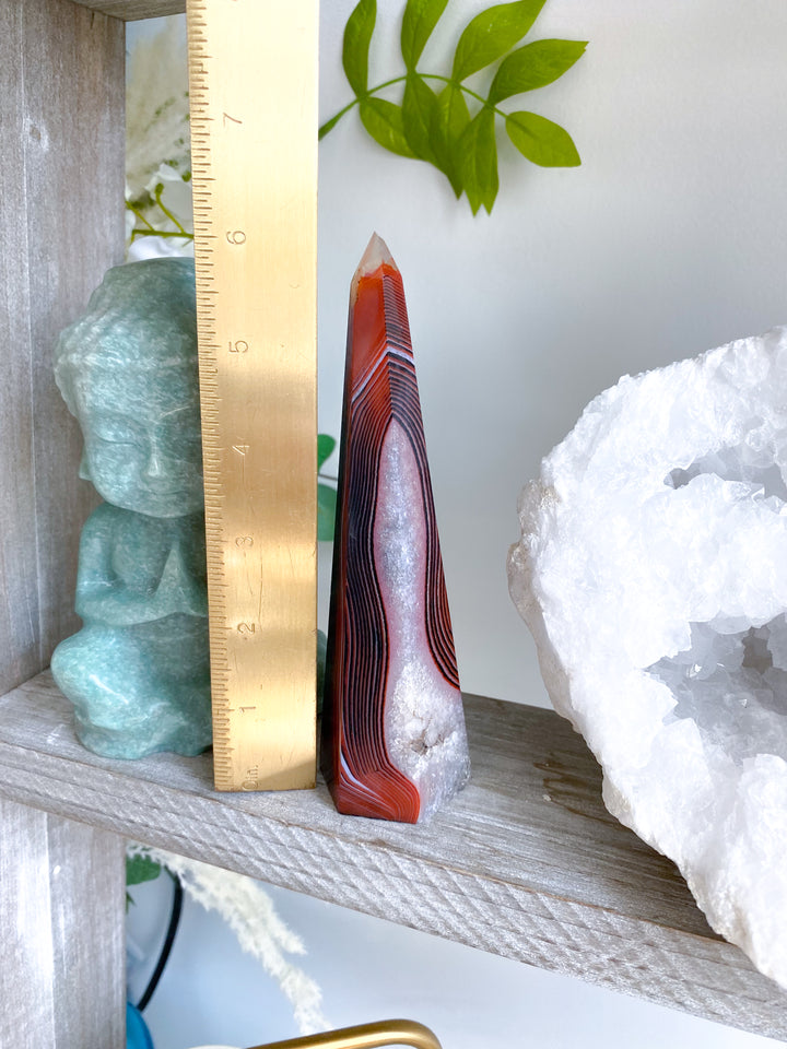 Large Sardonyx Tower 6" - Chipped Tip