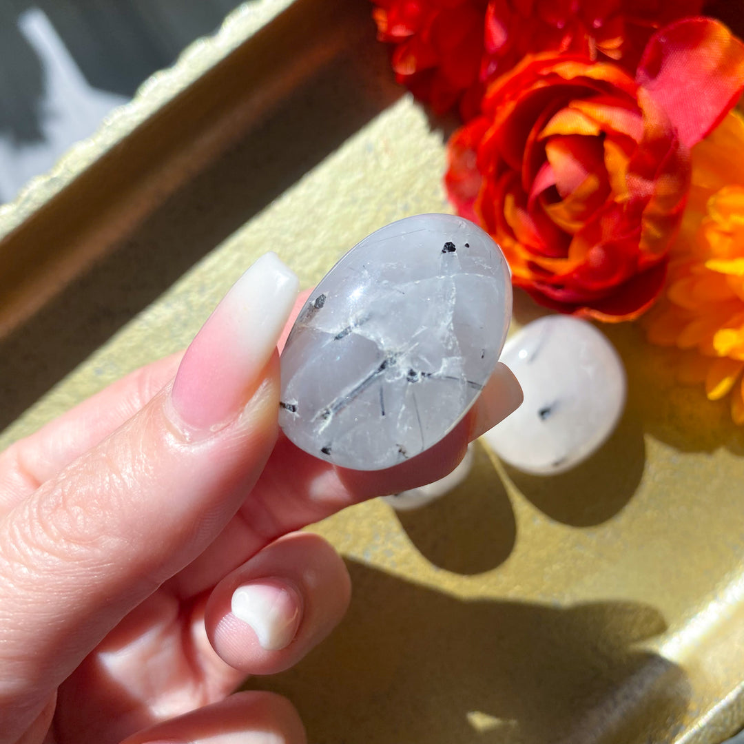 Black Tourmaline in Quartz Tumble