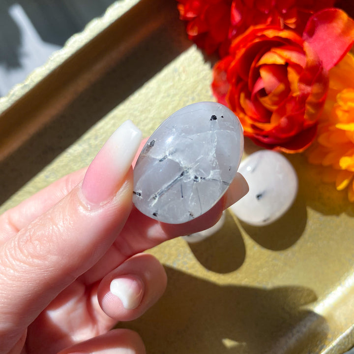 Black Tourmaline in Quartz Tumble