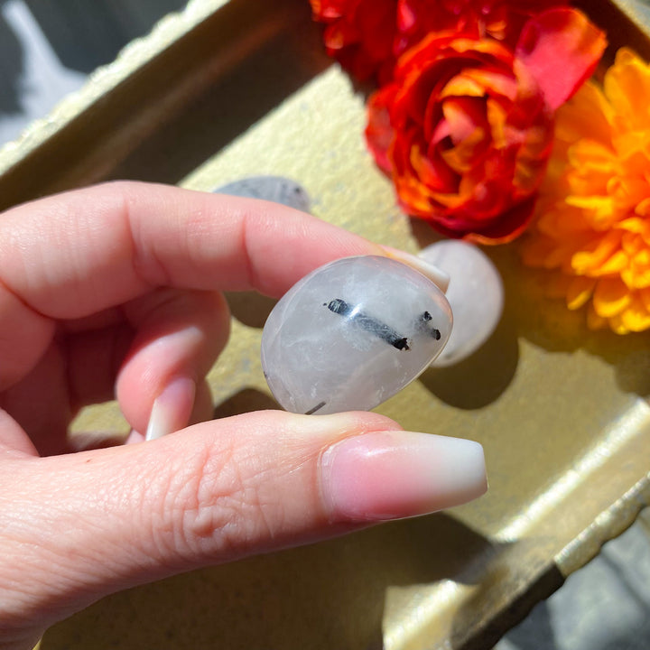 Black Tourmaline in Quartz Tumble