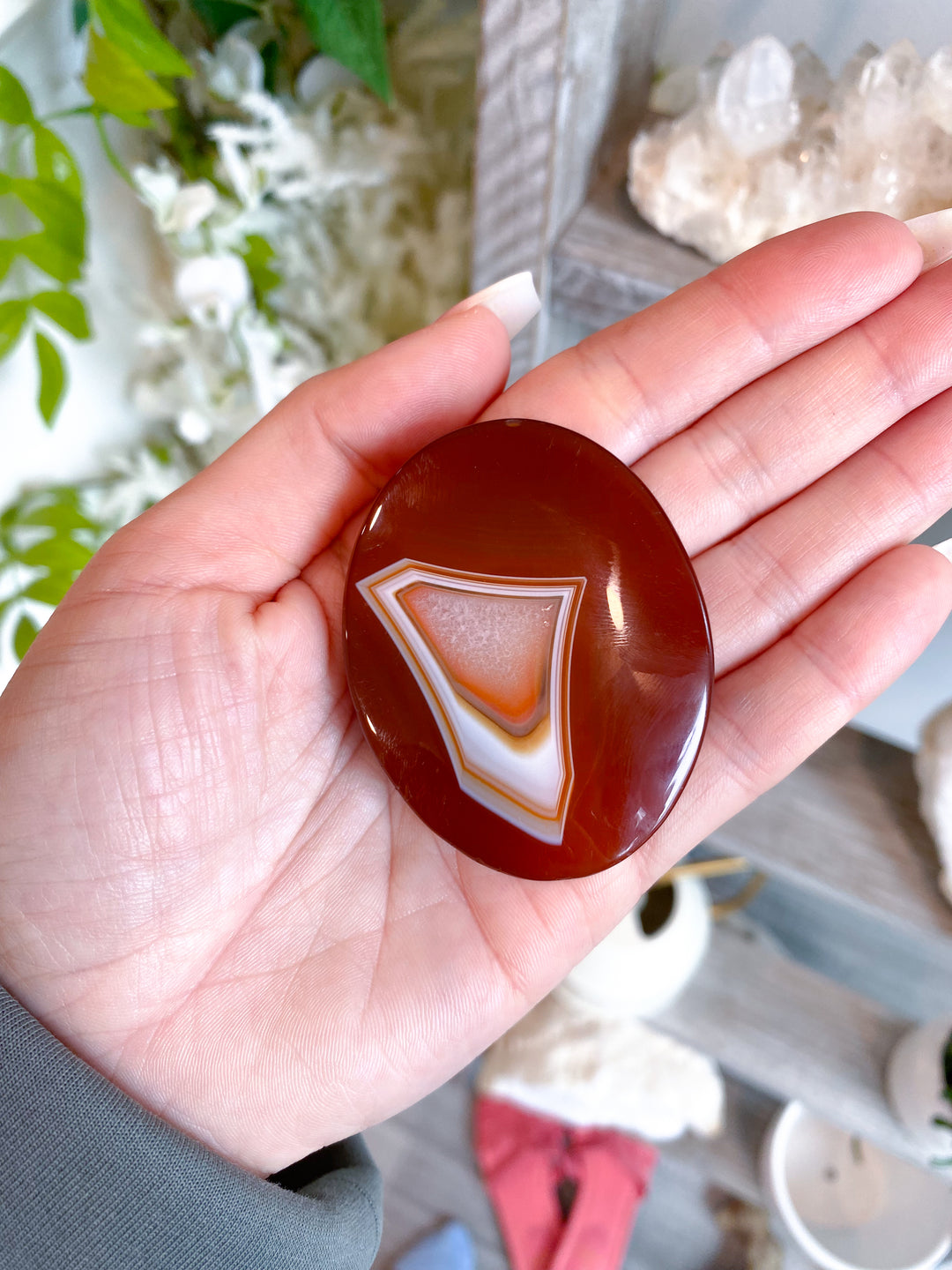 Carnelian Palm Stone #3 - Get Exact Crystal