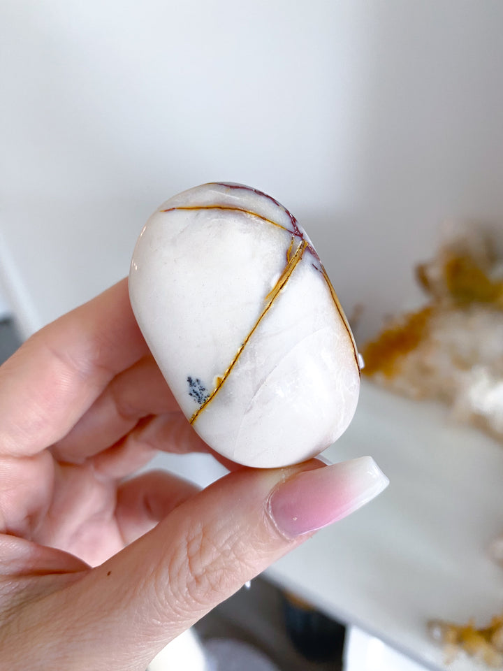 Small Mookaite Palm Stone with Dendrite #1