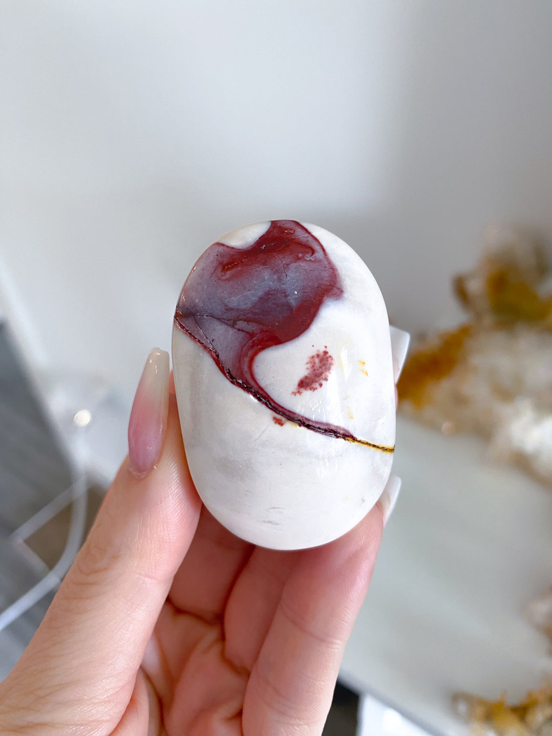 Small Mookaite Palm Stone with Dendrite #1