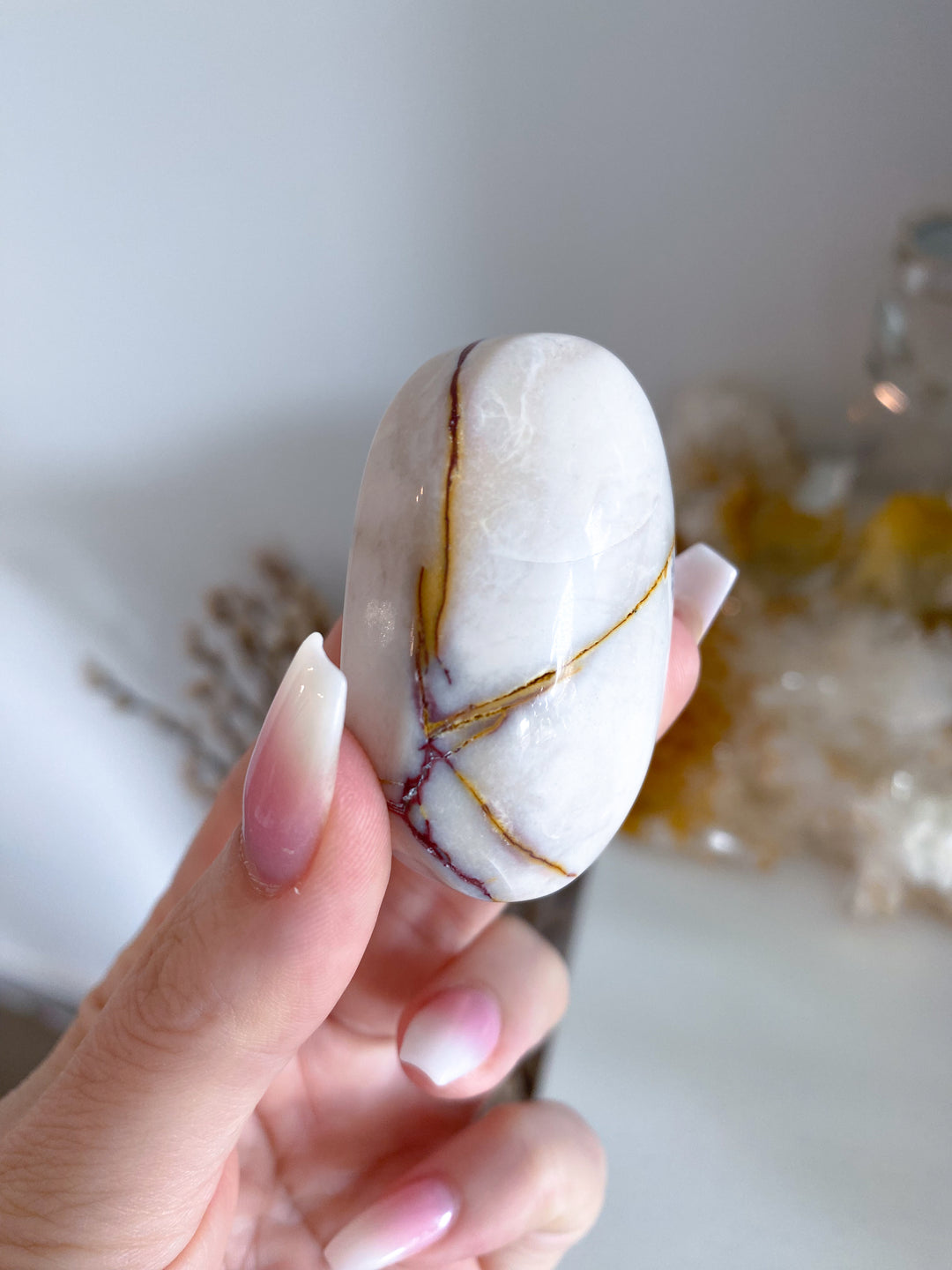 Small Mookaite Palm Stone with Dendrite #1