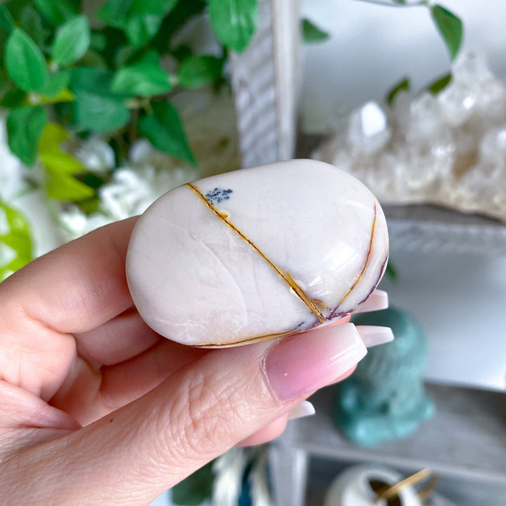 Small Mookaite Palm Stone with Dendrite #1