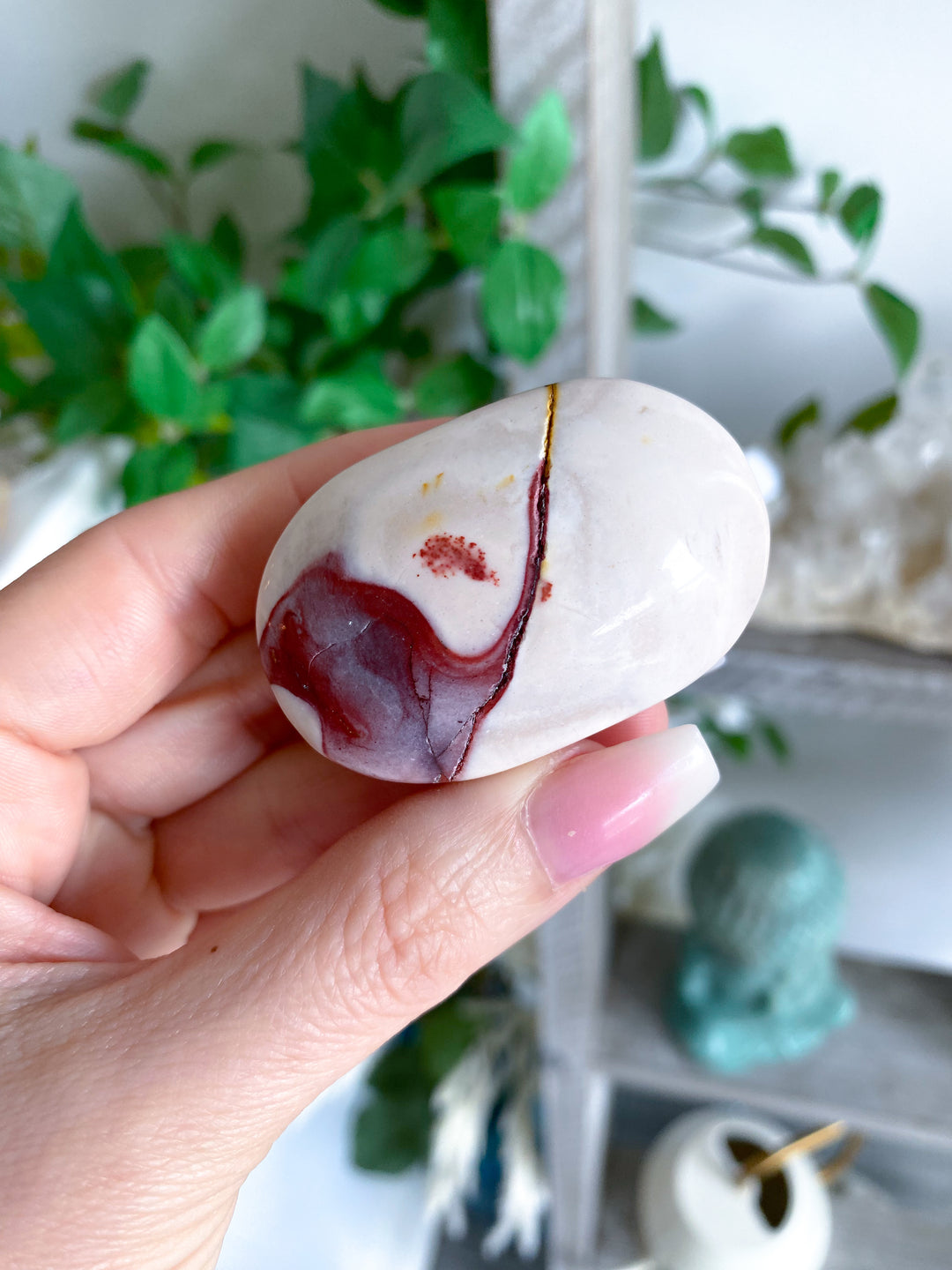 Small Mookaite Palm Stone with Dendrite #1