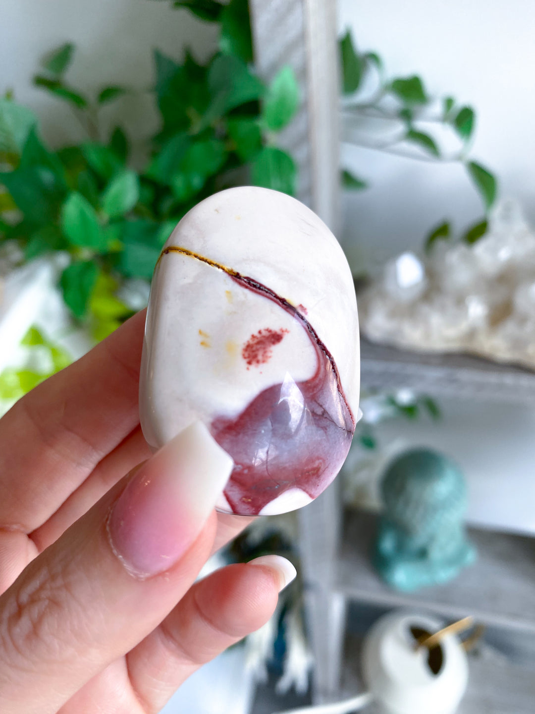 Small Mookaite Palm Stone with Dendrite #1