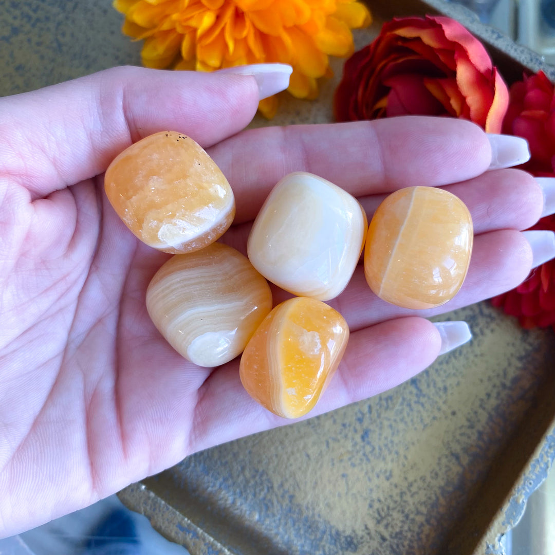 Banded Yellow Calcite Tumble
