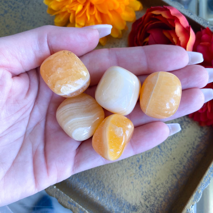 Banded Yellow Calcite Tumble
