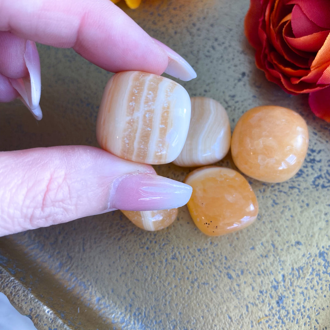 Banded Yellow Calcite Tumble