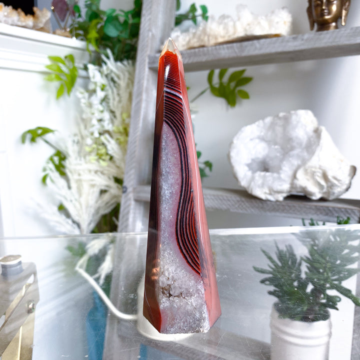 Large Sardonyx Tower 6" - Chipped Tip