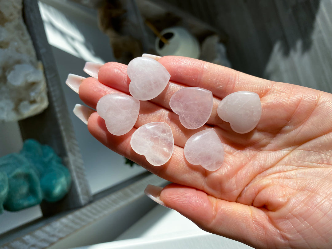 Mini Rose Quartz Heart Carving
