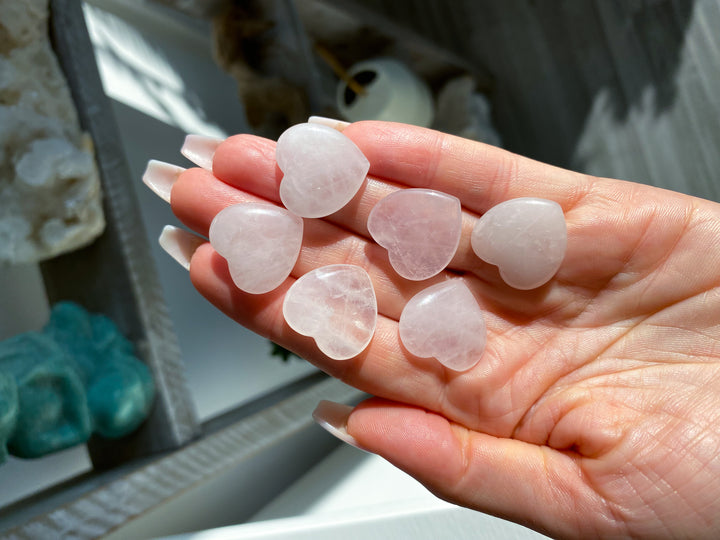 Mini Rose Quartz Heart Carving