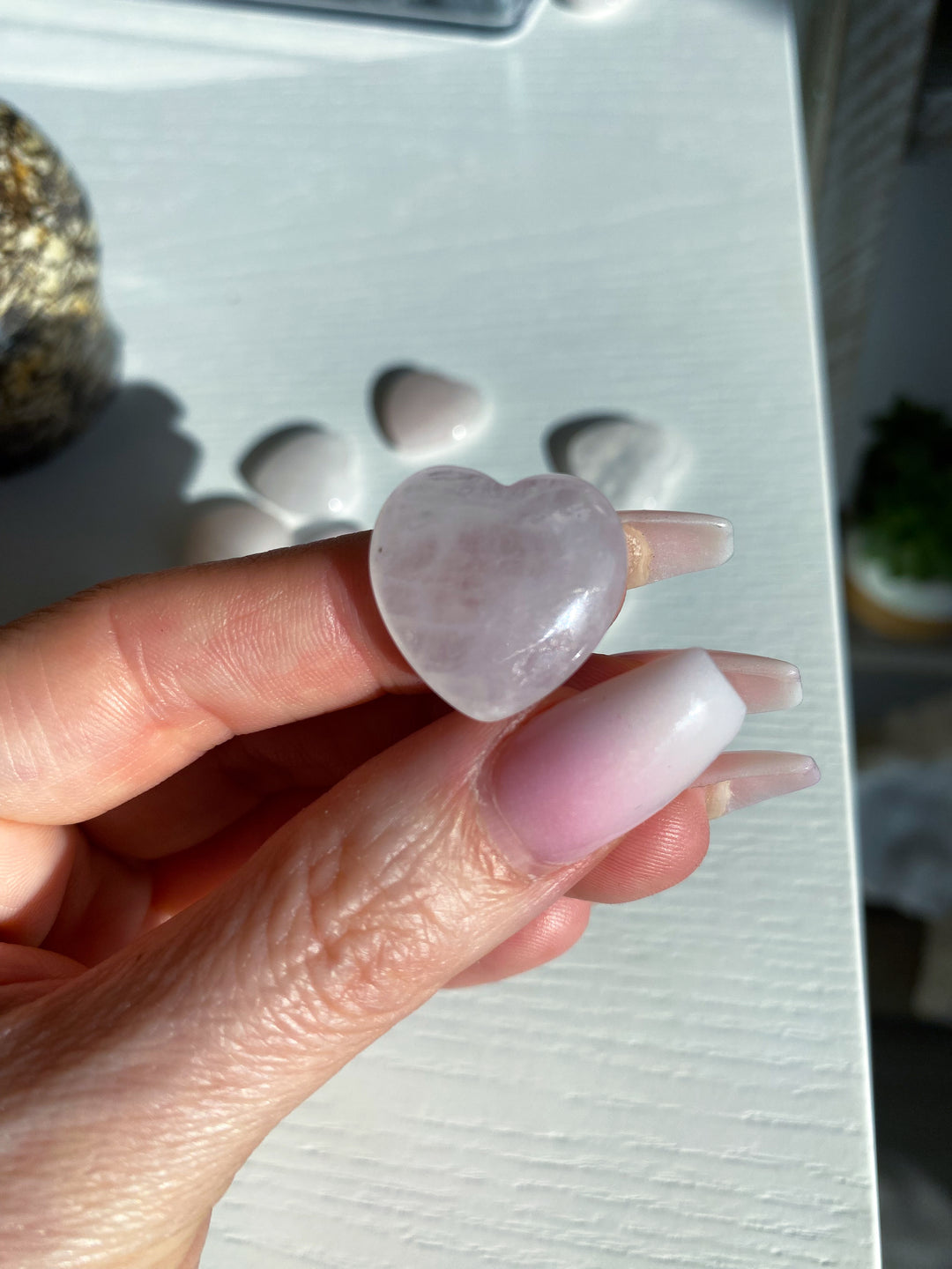 Mini Rose Quartz Heart Carving