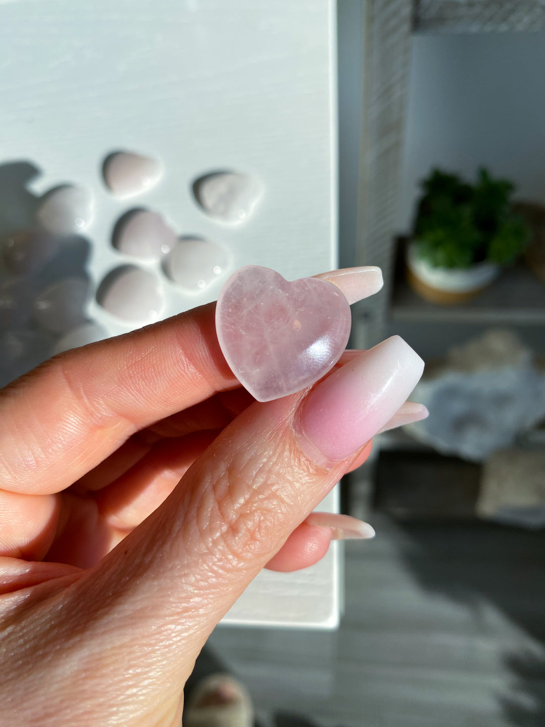 Mini Rose Quartz Heart Carving