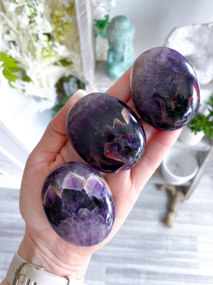 Chevron Amethyst Palm Stone