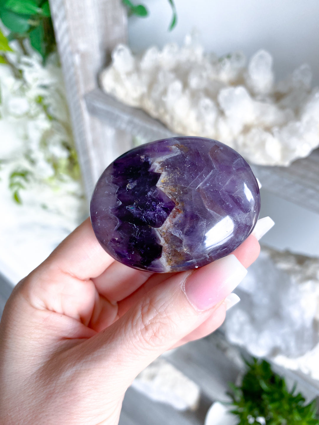 Chevron Amethyst Palm Stone