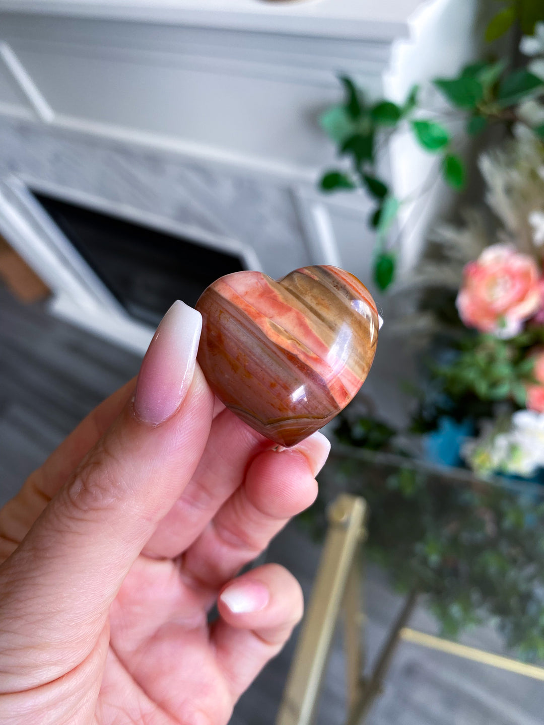 Banded Small Puffy Carnelian Heart