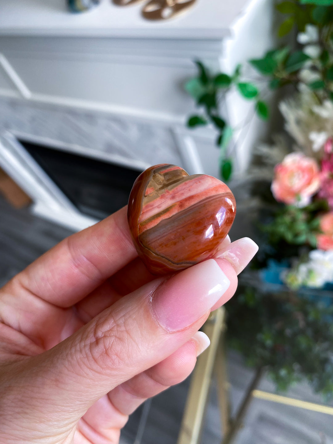 Banded Small Puffy Carnelian Heart