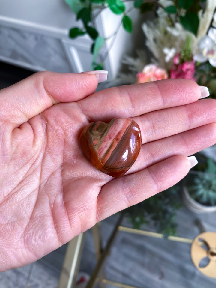 Banded Small Puffy Carnelian Heart