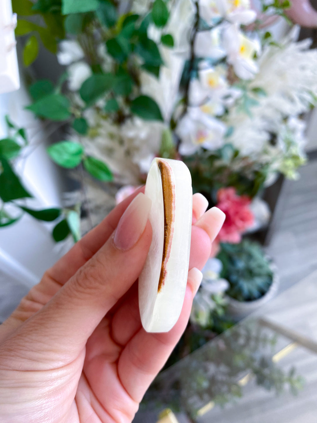 Pale Green Onyx Worry Stone #1
