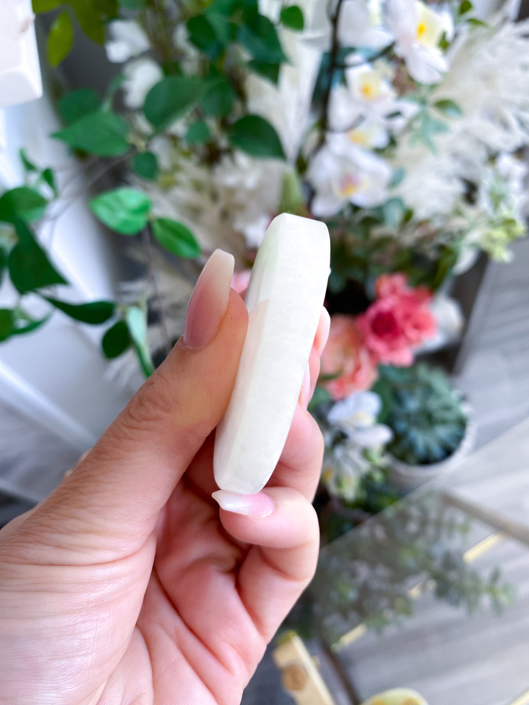 Pale Green Onyx Worry Stone #1
