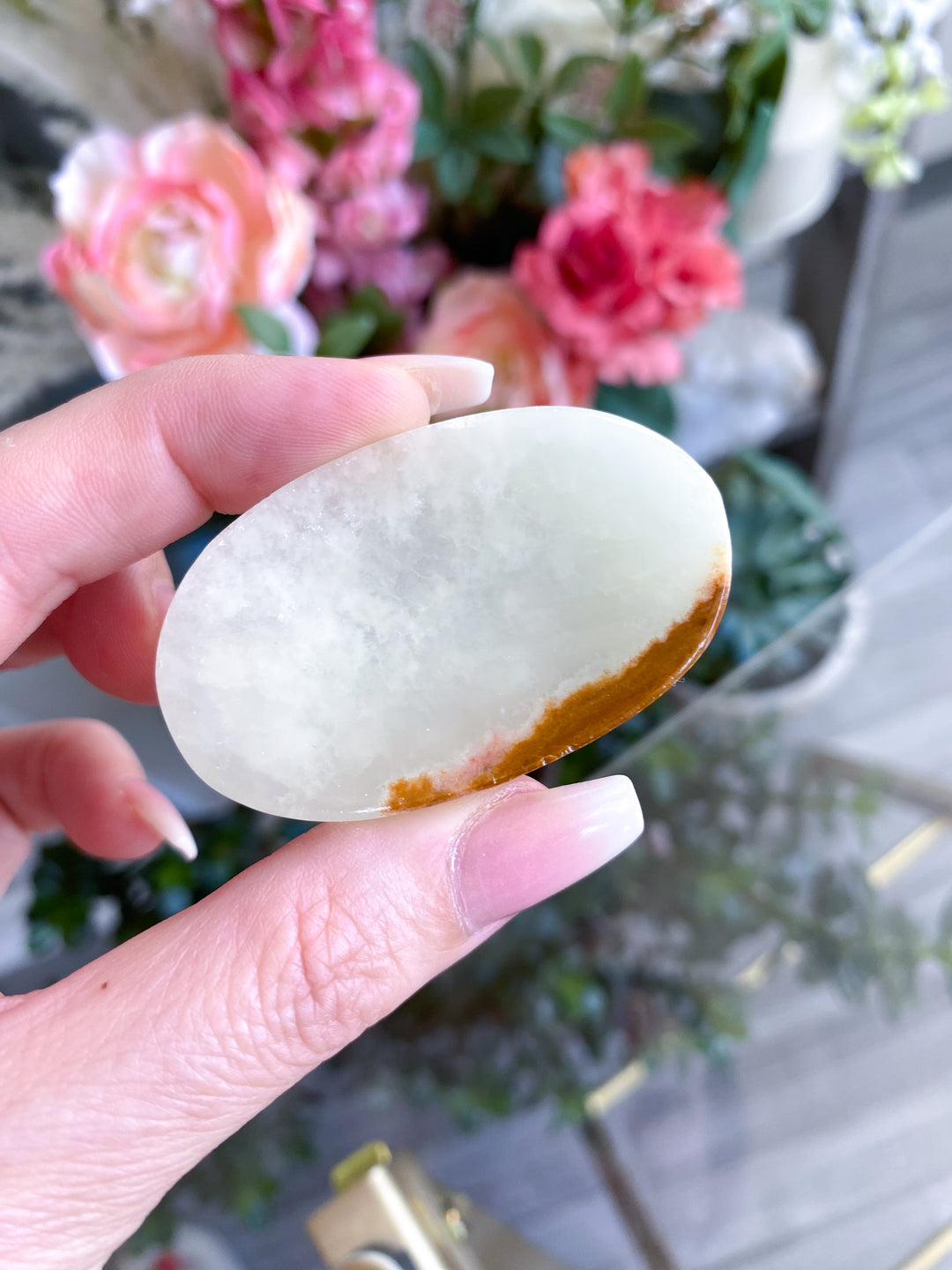 Pale Green Onyx Worry Stone #1