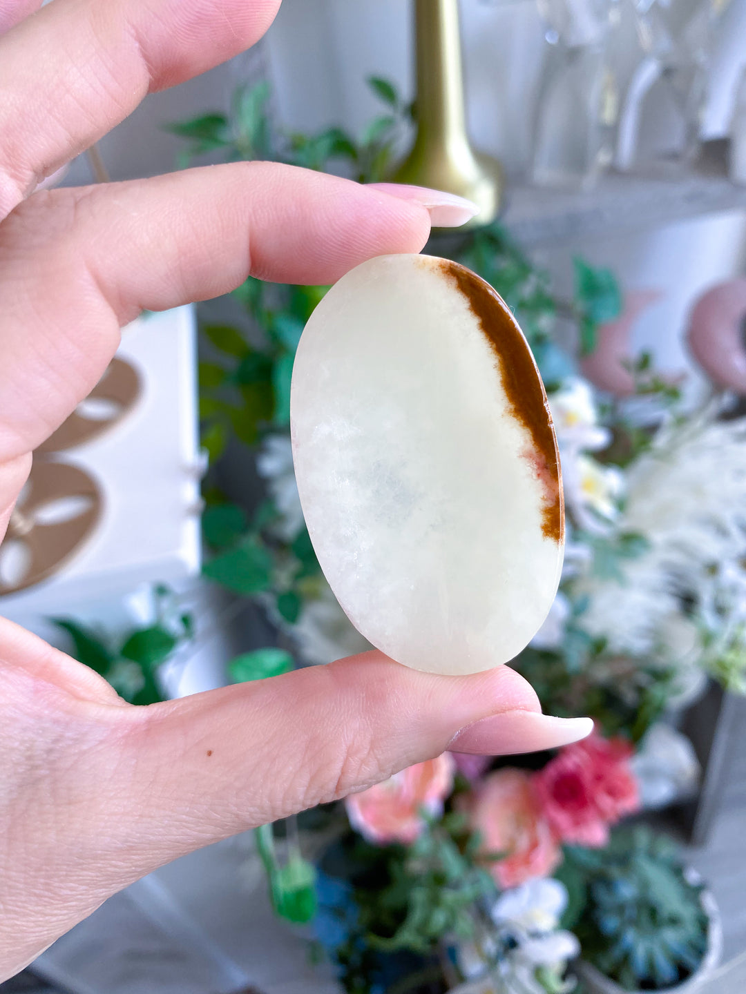 Pale Green Onyx Worry Stone #1
