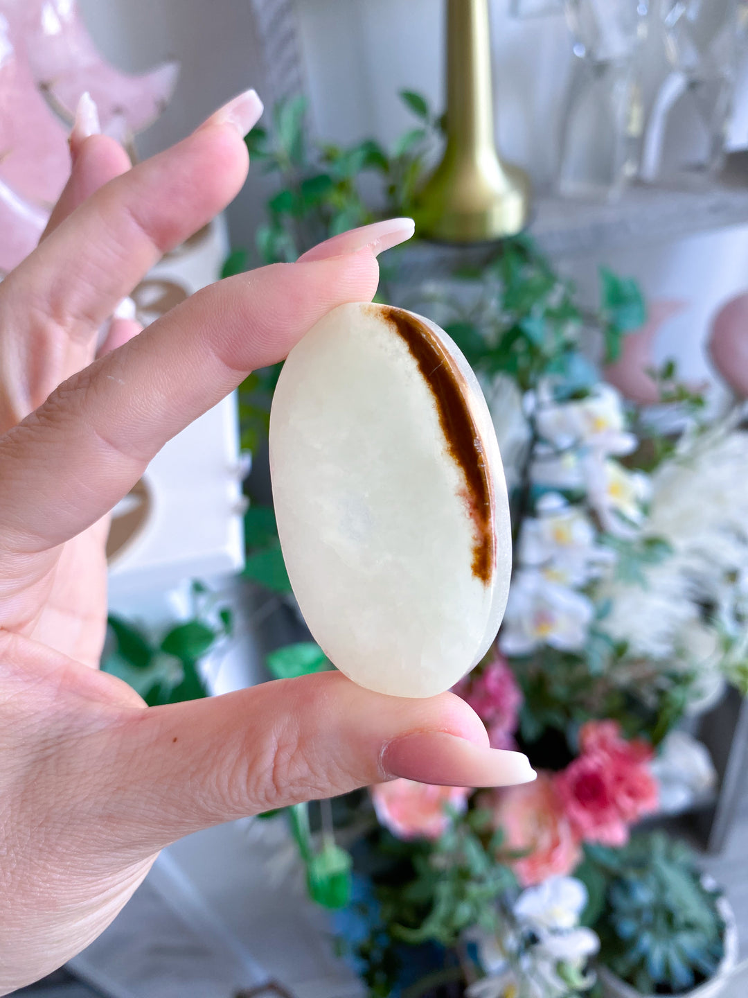 Pale Green Onyx Worry Stone #1
