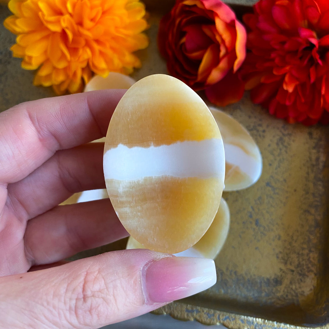 Large Orange Calcite Worry Stone