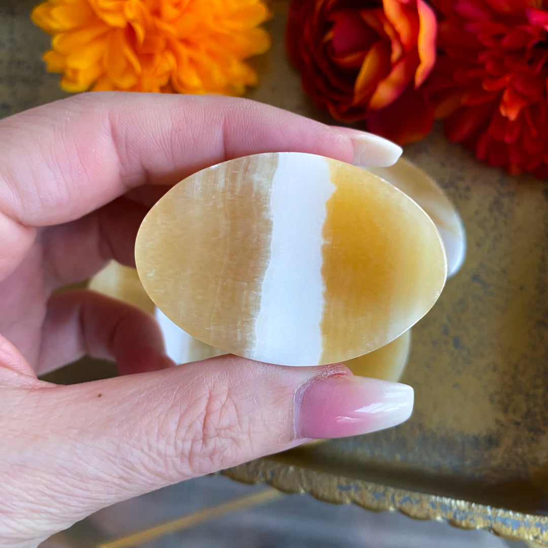 Large Orange Calcite Worry Stone