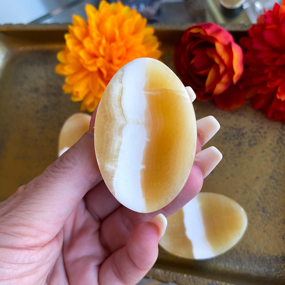 Large Orange Calcite Worry Stone