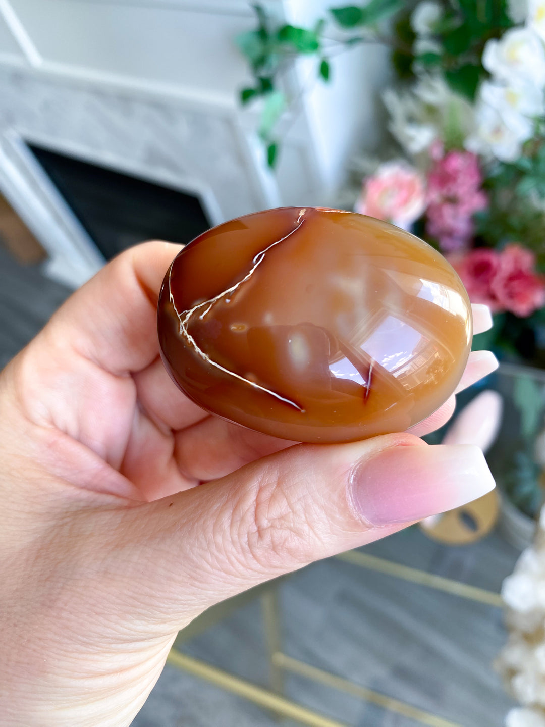 Imperfect Carnelian Palm Stone #1