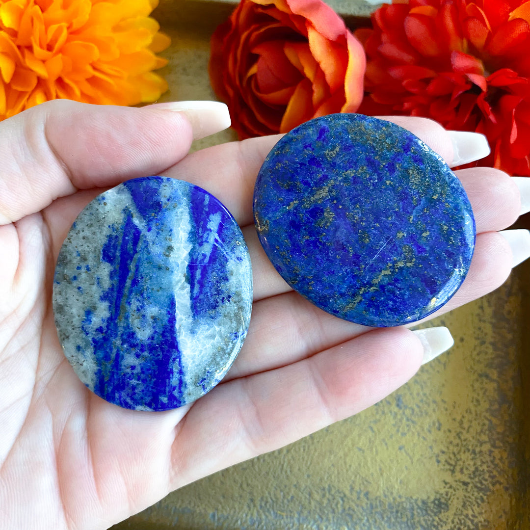 Flat Lapis Lazuli Palm Stone - Choose Your Piece