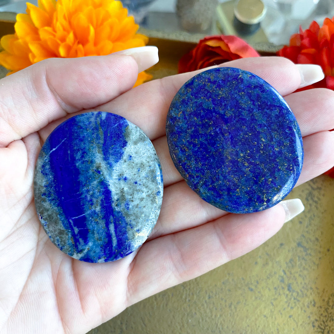 Flat Lapis Lazuli Palm Stone - Choose Your Piece