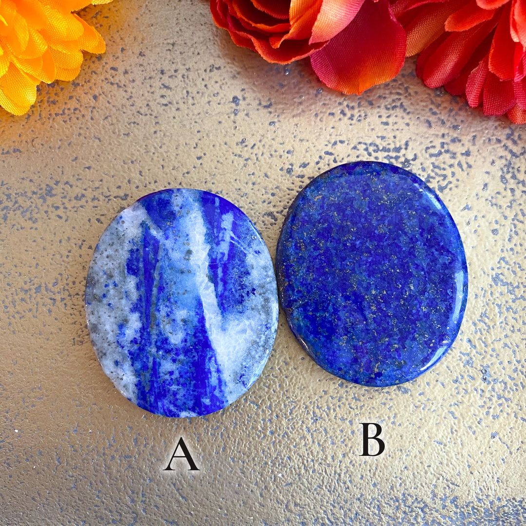 Flat Lapis Lazuli Palm Stone - Choose Your Piece