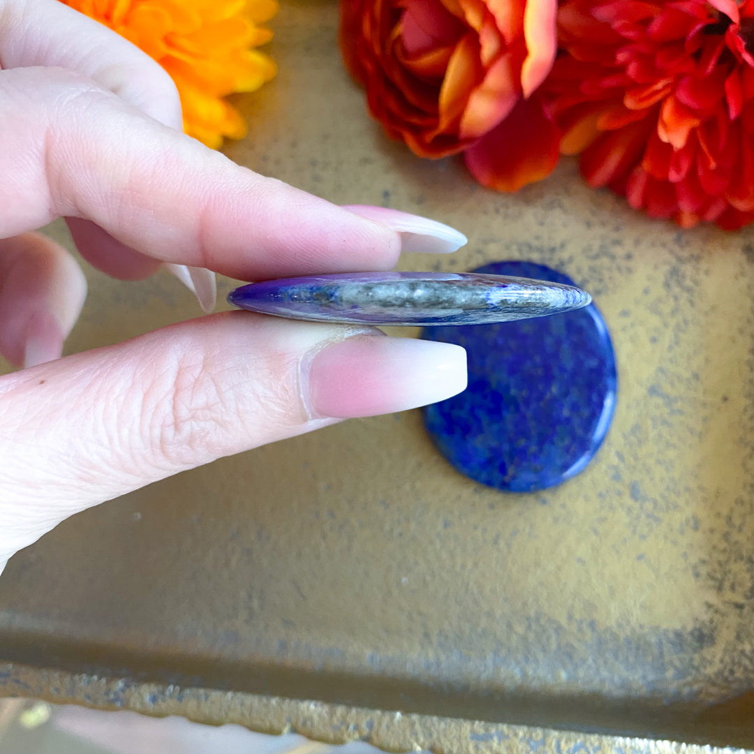 Flat Lapis Lazuli Palm Stone - Choose Your Piece
