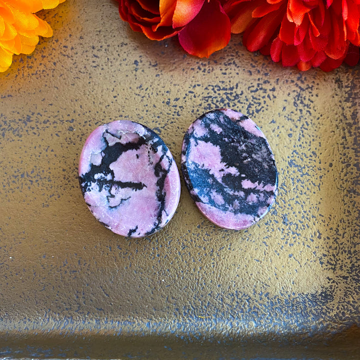 Pink and Black Rhodonite Worry Stone