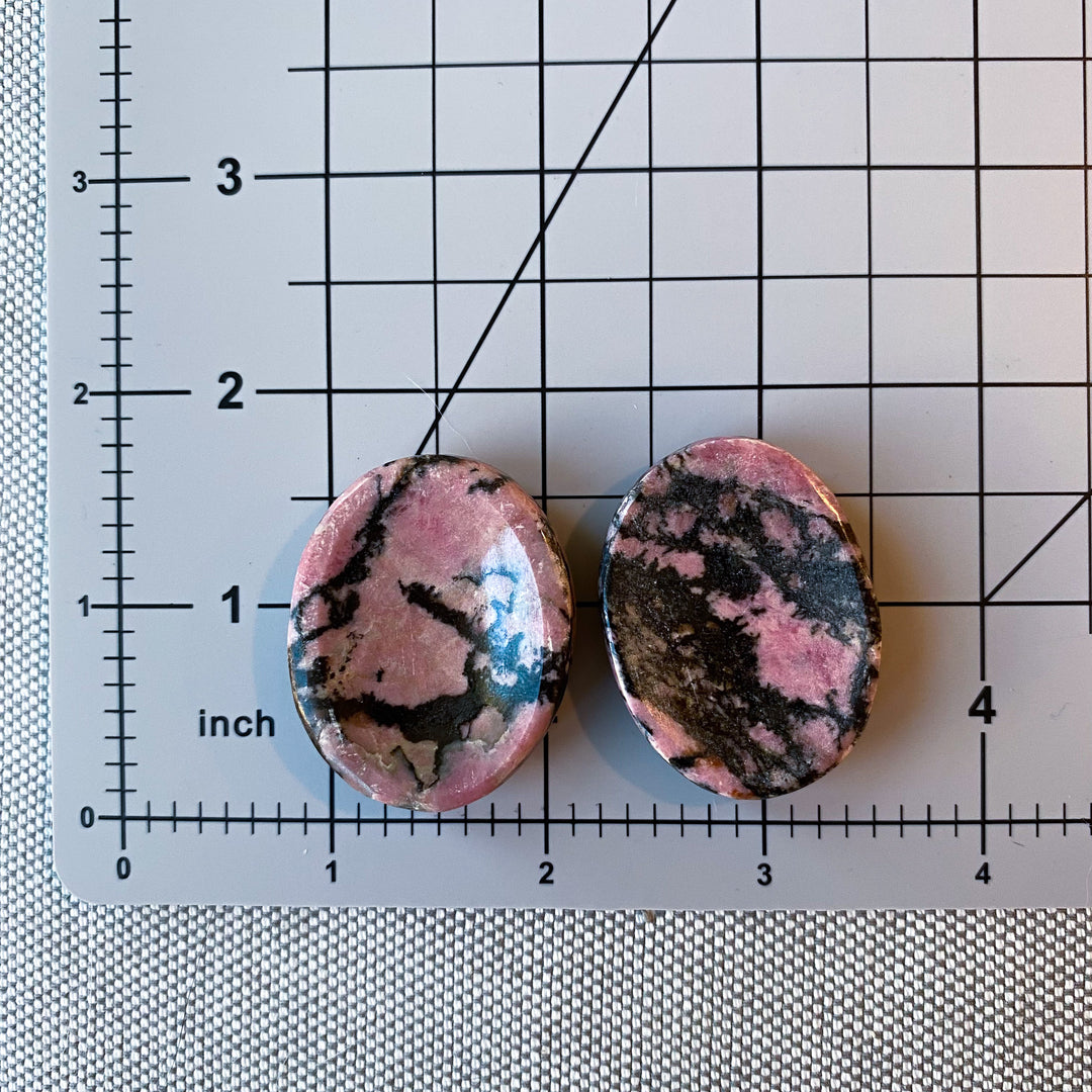 Pink and Black Rhodonite Worry Stone