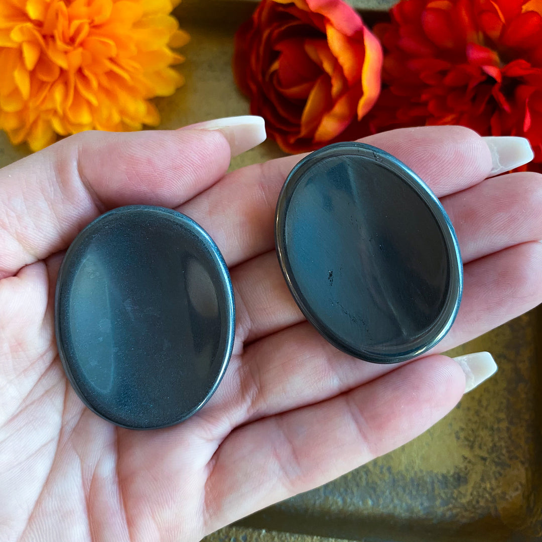 Shiny Hematite Worry Stone