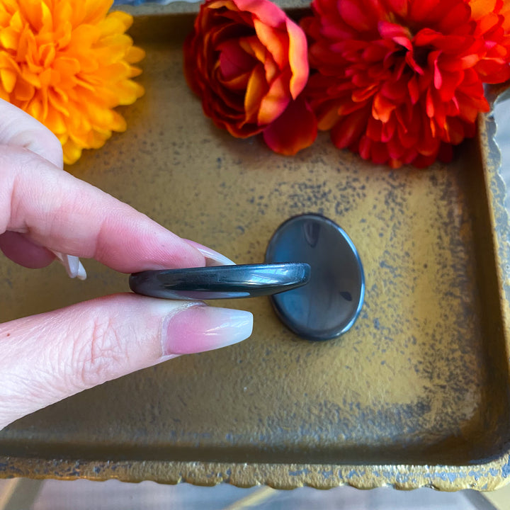 Shiny Hematite Worry Stone