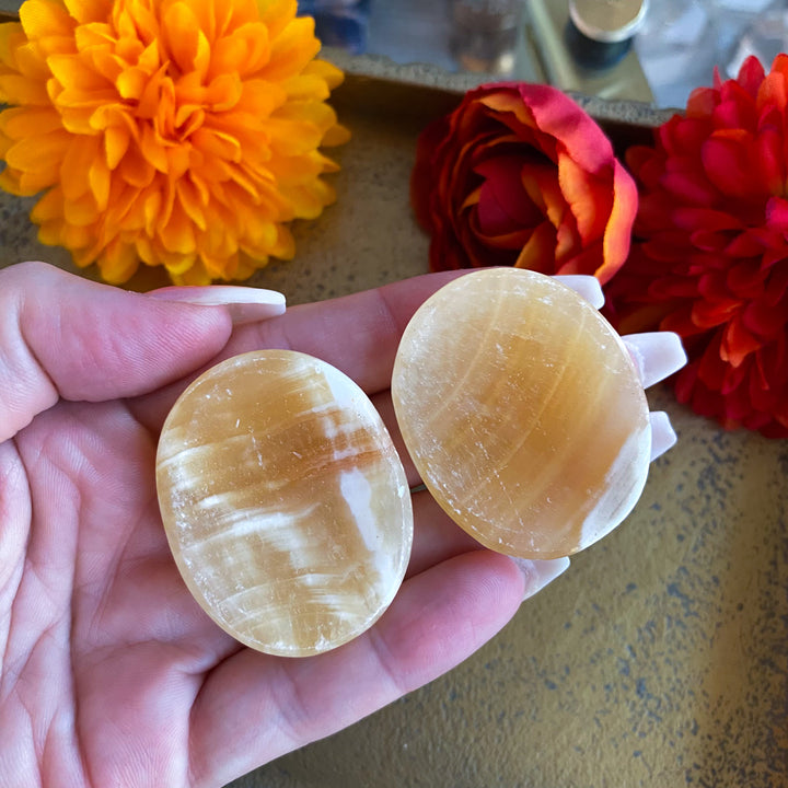 Banded Yellow Calcite Worry Stone
