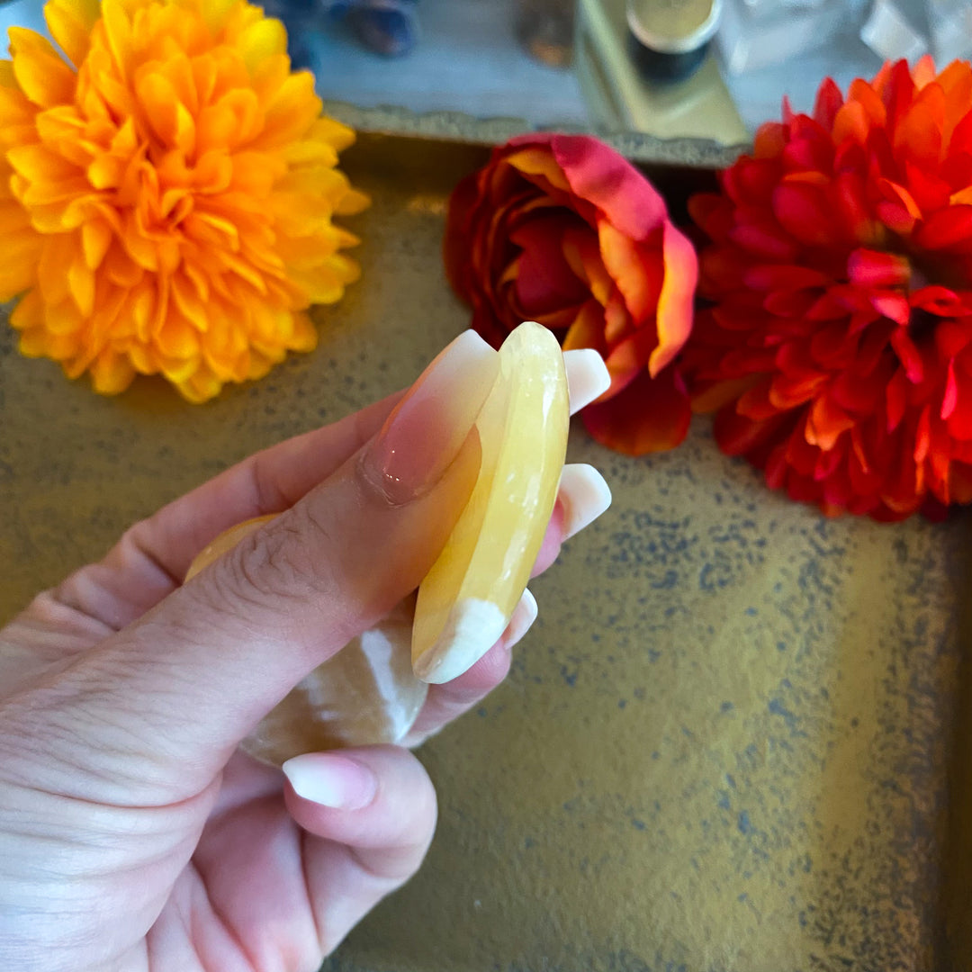 Banded Yellow Calcite Worry Stone