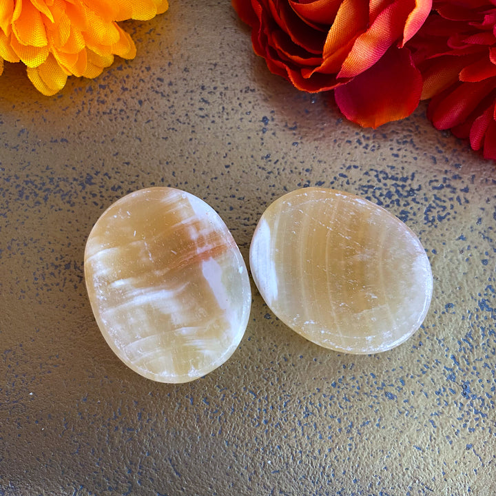 Banded Yellow Calcite Worry Stone