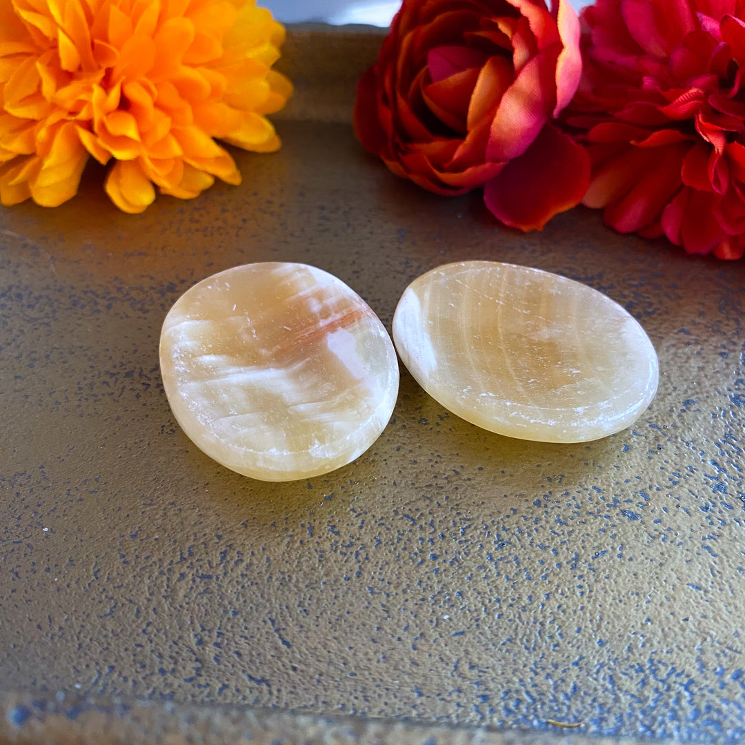 Banded Yellow Calcite Worry Stone