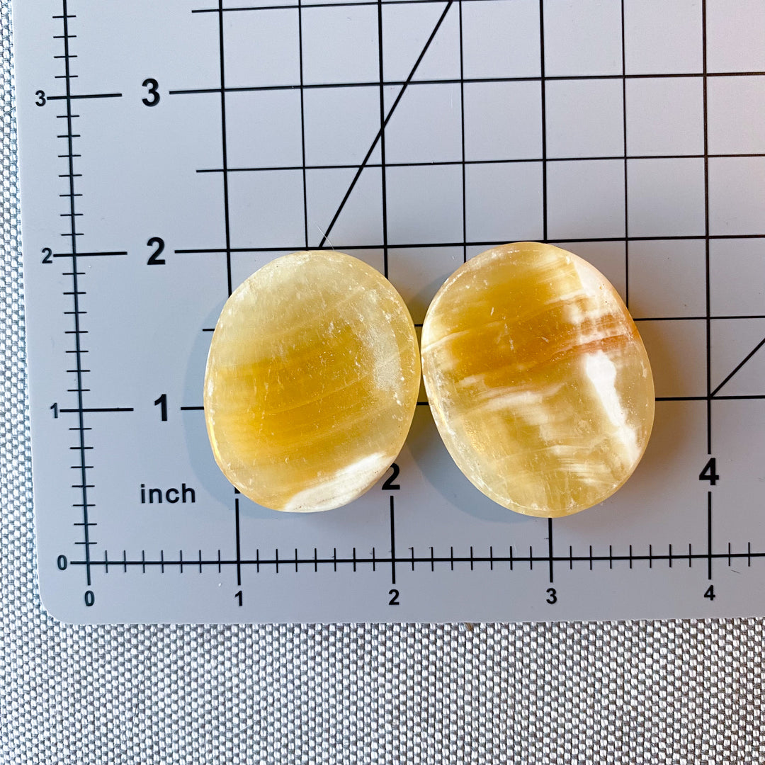 Banded Yellow Calcite Worry Stone