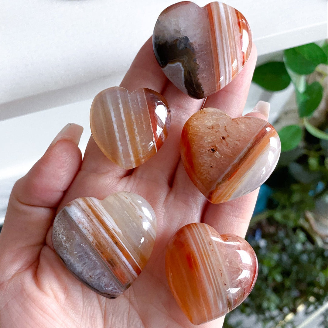 Banded Small Puffy Carnelian Heart