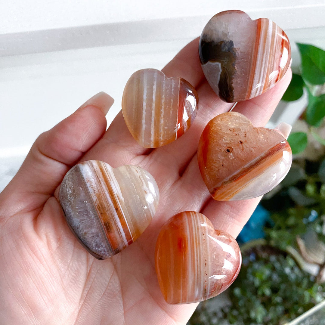 Banded Small Puffy Carnelian Heart